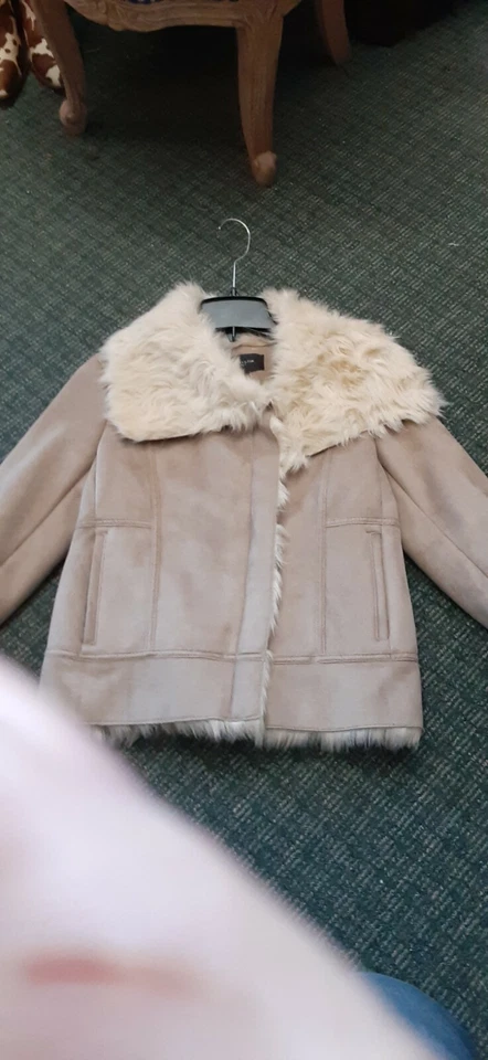 Chaqueta forrada de piel sintética con cremallera Ann Taylor FAUX SHEARLING Moto para mujer talla XS nueva con etiquetas Foto 1 de 4