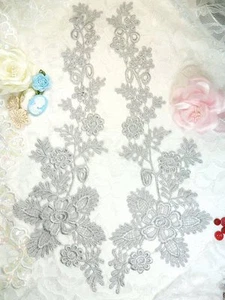 Apliques de Encaje Plata Floral Bordado Espejo Par Motivos de Disfraz 15" DH85  - Imagen 1 de 1