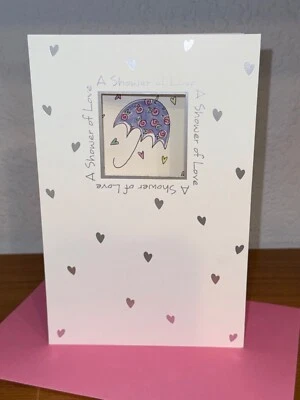 Tarjeta de felicitación de boda/ducha nupcial vintage Carlton "A Shower Of Love" Foto 1 de 4