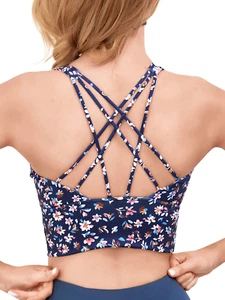 Strappy Sports Bra for Women Padded Athletic Yoga Bra, M - Picture 1 of 12