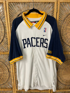 Vtg 90s Nike Indiana Pacers NBA Snap Button Warm-Up Shootaround Jersey Size XL