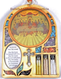 Wood Wall Hanging Christian Religious last supper crucifixion Home blessing Gift - Picture 1 of 6