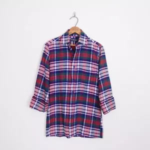Vtg 80s 90s Grunge Red Navy Blue Green Plaid Flannel Button Up Shirt Top S M L - Picture 1 of 5