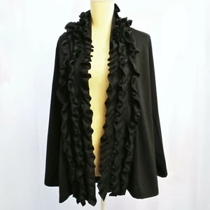 Fever Black Lion Ruffles Open Front Jacket M - Picture 1 of 7