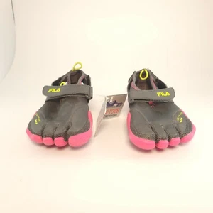 Fila Skele-Toes EZ Slide Barefoot Running Shoes Kids 3PK14074-064 Grey/Pink/Grn - Picture 1 of 5