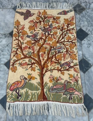 Vintage Handmade Tree Off Life Wall Hanging Needlepoint Wool Tapestry 85 x 56 cm - Image 1 of 4