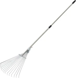 Adjustable Garden Leaf Rake 70 Foldable Metal Yard Rake for Leaves with Exp - Picture 1 of 7