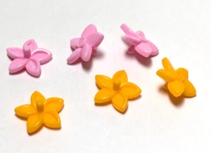 Lego-Pflanzen-Menge 6-rosa orange, Blume mit 5 spitzen Blütenblättern und Pin - Bild 1 von 1