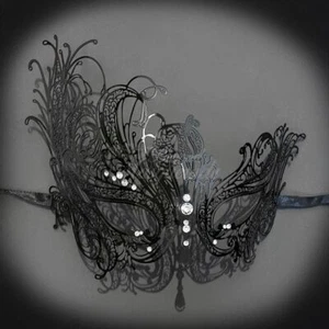 Masquerade Mask for Women | Elegant Swan Masquerade Mask Black M7139 - Picture 1 of 4