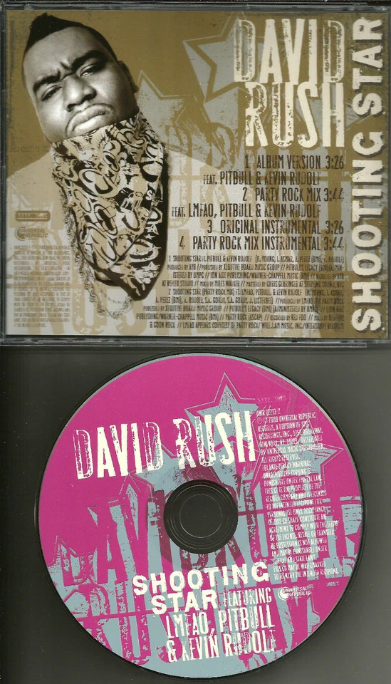 DAVID RUSH LMFAO & PITBULL Shooting Star MIX & 2 INSTRUMENTAL PROMO DJ CD single Foto 1 de 1