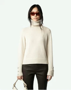 Zadig und Voltaire kastiger WS Bijoux Kaschmirpullover mit Schmucksteinen in Flocke neu mit Etikett Größe S - Bild 1 von 11