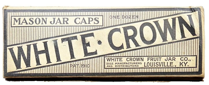 12 ANTIGUAS tapas de tarro de albañil corona blanca con insertos de vidrio de leche - caja original, 1910 Foto 1 de 4