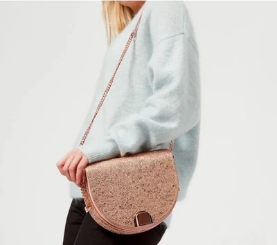 Bandolera Ted Baker Crackle oro rosa media luna nueva con etiquetas venta al por menor $259 Foto 1 de 4