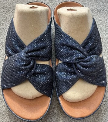 Fitflop Twiss Crystal Slide - Navy - Size UK 3 NEW - Image 1 of 4