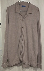 DAVID DONAHUE Pima Cotton Button Front Shirt Men's XL Brown Long Sleeve - Picture 1 of 9