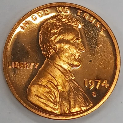 1974-S Proof Lincoln Cent BU Red Uncirculated - Image 1 of 2