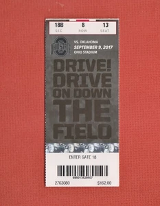BIGLIETTO CALCIO 9 SETTEMBRE 2017 OKLAHOMA @ OHIO STATE - pianta bandiera BAKER MAYFIELD - Foto 1 di 2
