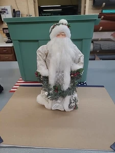 Vintage alte Welt Weihnachtsmann 14" Figur Baumspitze oder Tischplatte mit Glocke - Bild 1 von 10