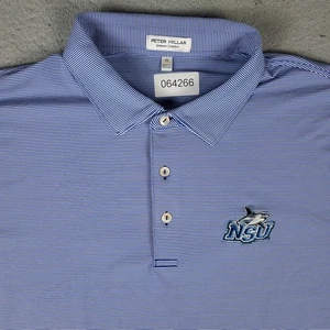 Peter Millar NSU Sharks Polo Shirt Mens XL Blue Striped Summer Comfort Golf - Picture 1 of 7