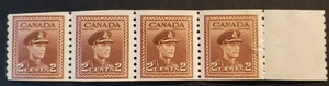 Stamps Canada Mint: #279 2c brown Geo. Vl end strip of 4 perf 9 1/2 vert  Mint - Picture 1 of 2