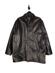 90's Banana Republic Leather Jacket Size XL In Black Men's Button Up Relaxed Fit - Picture 1 of 5