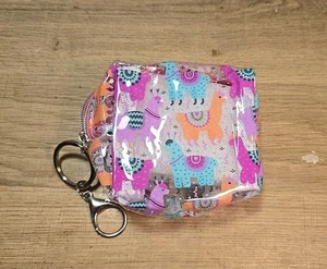 Colorful Llamas Small Zippered Bag COIN PURSE CLEAR SEETHROUGH PLASTIC NEW - Picture 1 of 6