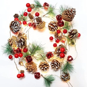 Christmas Garland with Lights,10 Ft 30 LED Light Pine Cones - Picture 1 of 6