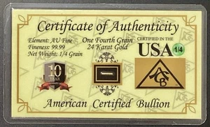 ACB 1/4 Grain 24K Solid Bullion Bar .9999 Fine Gold - Picture 1 of 3