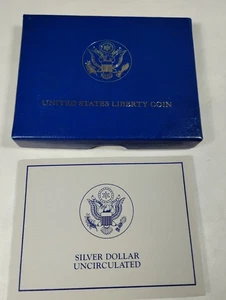 1986 Liberty Silber Dollar "Ellis Island" UNC Silber Dollar mit Box & COA - Bild 1 von 1