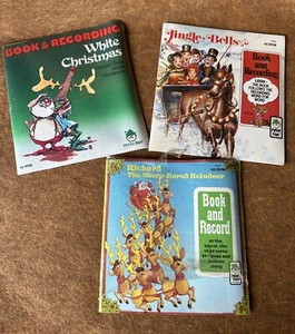 Three Vintage Christmas Peter Pan Children's Vinyl Records 45 RPM w/ Book NEW! - Picture 1 of 14