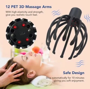 Electric Octopus Claw Head Massager Light Therapy Scalp Relax Headache Relief - Picture 1 of 12