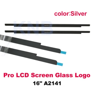 Bisel de pantalla LCD frontal logotipo cubierta de vidrio plateada para Macbook Pro Retina 16" A2141 - Imagen 1 de 6