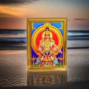 Lord Ayyappa Swamy Photo Frame For Wall and Table Wooden Frame Size 8x12 inches - Picture 1 of 3