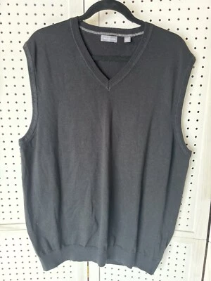 Van Heusen Men's Sweater Vest Black Flat Knit V Neck Size XL Extra Large - Image 1 of 4