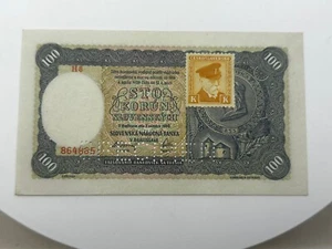 Slovakia 100 Korun 1940 with Czechoslovakia stamp UNC specimen - Picture 1 of 2