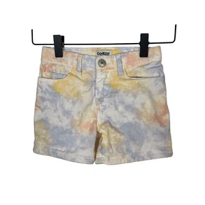 OshKosh BGosh Shorts Girls Sz 6 6X Kids Jean Denim Yellow Tie Dye Summer Casual - Picture 1 of 14