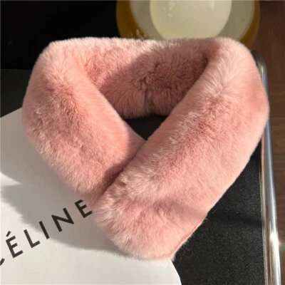 100% Real Rabbit Fur Scarf Knitted Neck Warm Collar Scarves Wraps Winter Women's - Image 1 of 4