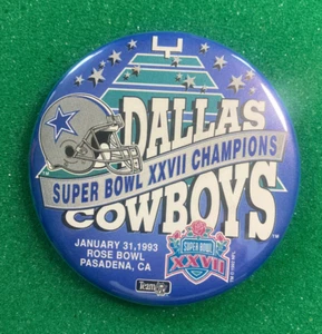 Dallas Cowboys Super Bowl XXVII Champions Button Rose Bowl 1993 - Bild 1 von 1