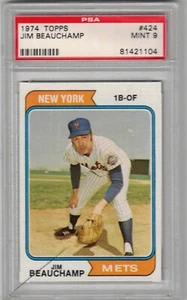 1974 TOPPS #424 JIM BEAUCHAMP METS PSA 9 SET BREAK !! - Picture 1 of 2