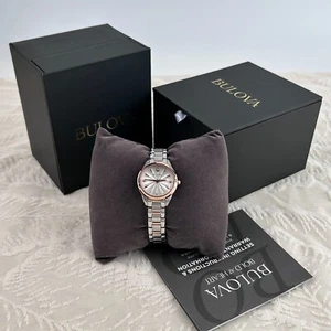 NEW*Bulova Lady Sutton Diamond White/Rose Gold Dial 98P200 Women's Quartz Watch - Picture 1 of 7