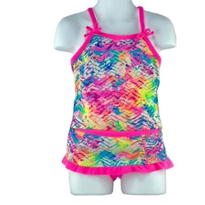 LAGUNA Swimsuit 2 Piece Tankini Skirted Bottoms Bathing Suit Little Girls Size 5 - Picture 1 of 7