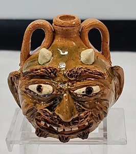 Billy Ray Hussey Southern Folk Art Pottery Mini Devil Face Krug NO NO NO NO NO - Bild 1 von 6