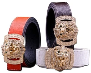 Cinturones de cuero para hombre con diamantes de león cinturón de diseño para hombre vestido vaquero 38 mm QHA Q3-01 - Imagen 1 de 35