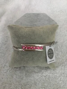 J Francis Platium Plated Bangle Made With Swarovski Rose Crystal New Size 7.5” - Picture 1 of 4