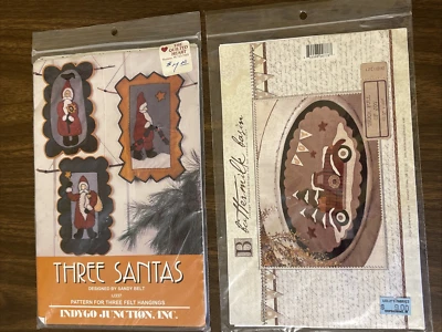 Christmas Indygo Junction Three Santas Felt Wall Hangings Craft  Pattern Lot 2 - Image 1 of 4
