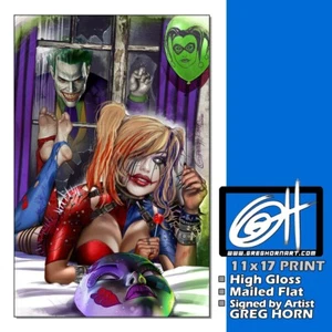 Harley Quinn Batman Who Laughs "Green" 11x17 Print Signed by Artist Greg Horn  - Picture 1 of 1
