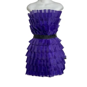 Topshop Dress Up Line Viola Chiffon Ruffle Senza Spalline Barbie Core Fun US 6 - Foto 1 di 5