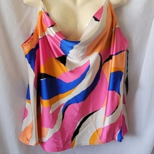NEW Ava & Viv 2X Dressy Tank Top Silky Strappy Colorful Adjustable straps NWT - Picture 1 of 8