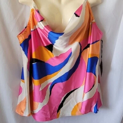 NEW Ava & Viv 2X Dressy Tank Top Silky Strappy Colorful Adjustable straps NWT - Image 1 of 4