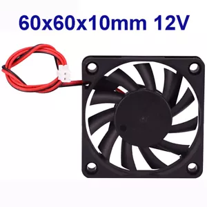 12V DC 60mm Cooling Fan 60x60x10mm (2.4x2.4x0.4 in) for CPU PC Printer Laser - Picture 1 of 5